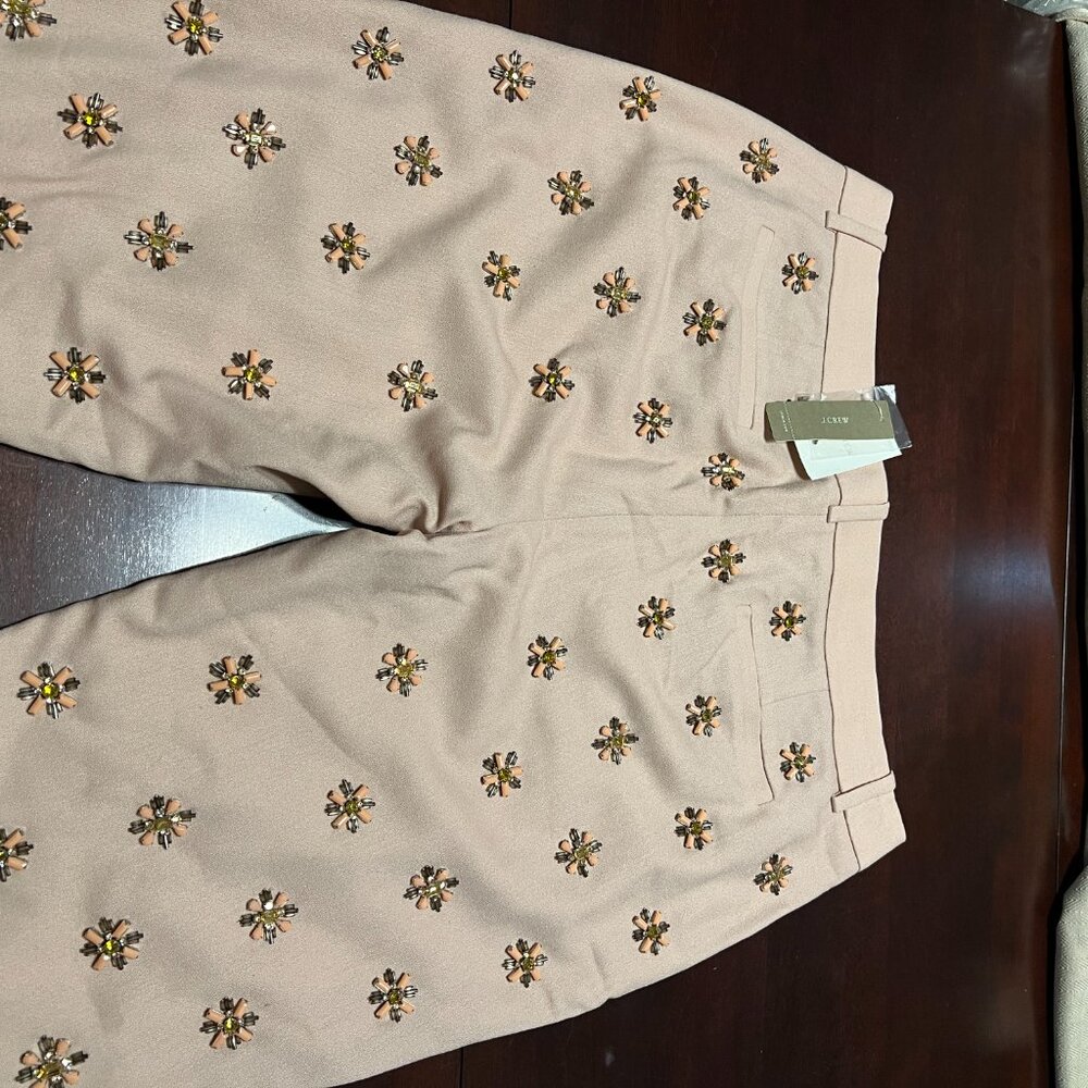 J CREW CAFE CAPRI BEADED EMBELLISHMENT SIZE 8 NWT COLOR BISCUIT - Picture 7 of 16